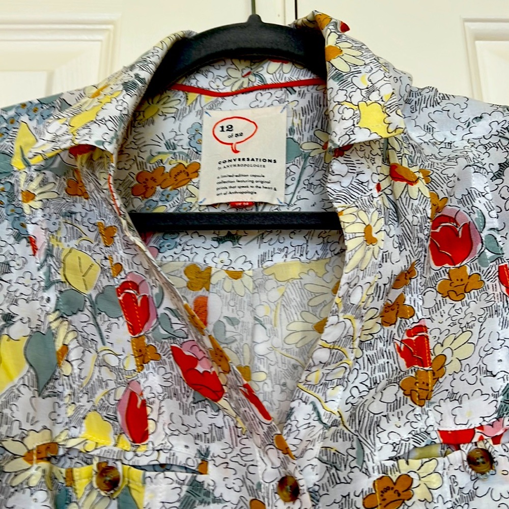 Anthropologie lovely spring flowers shirt in light fabric
